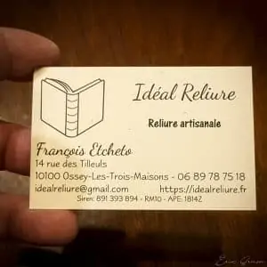 Carte de visite Idéal Reliure